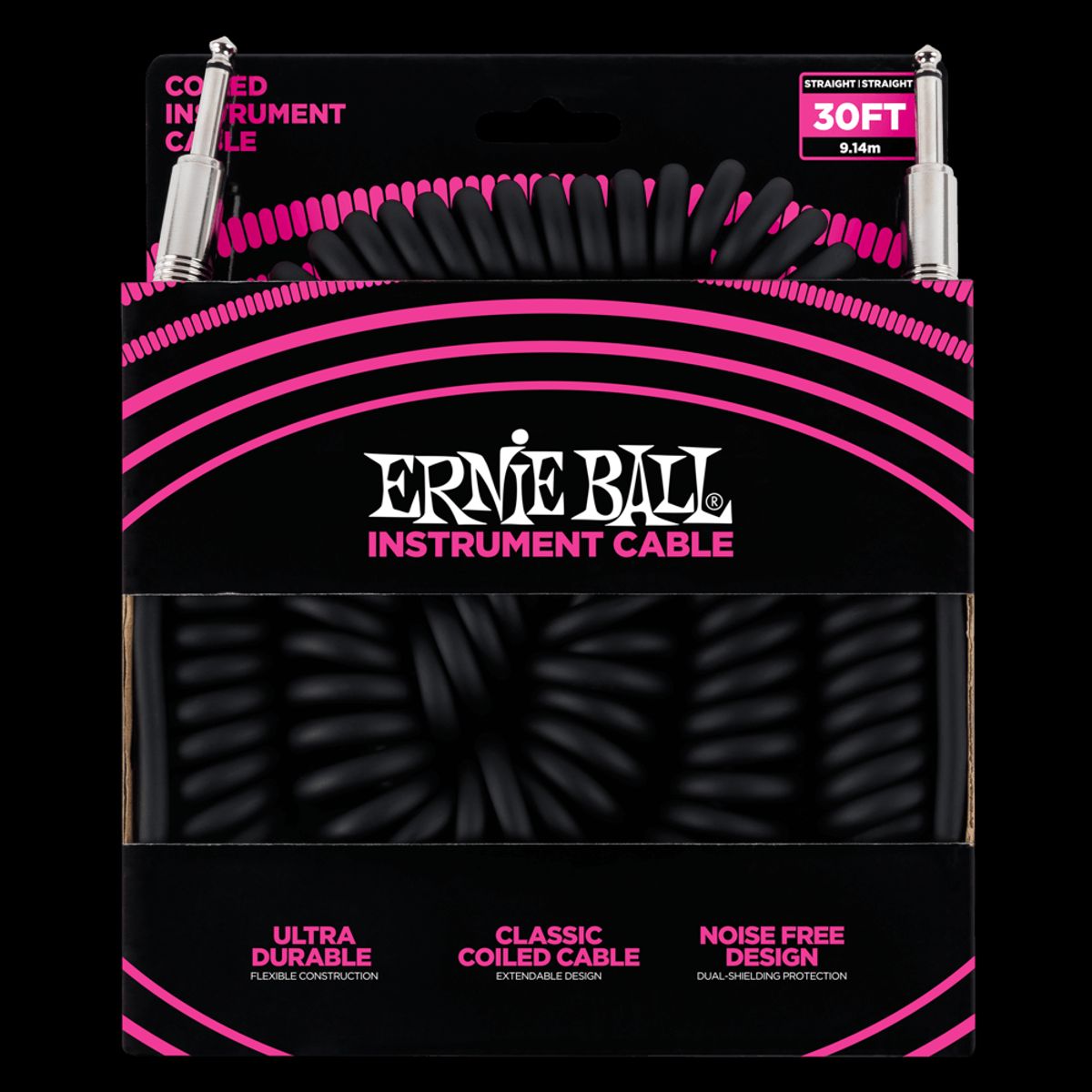 Ernie Ball 6044 Guitar Kabel (Sort, 9m)