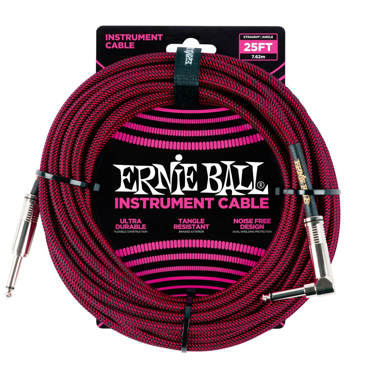 Ernie Ball 6062 Guitar Kabel (Sort, Rød, 7,5m)