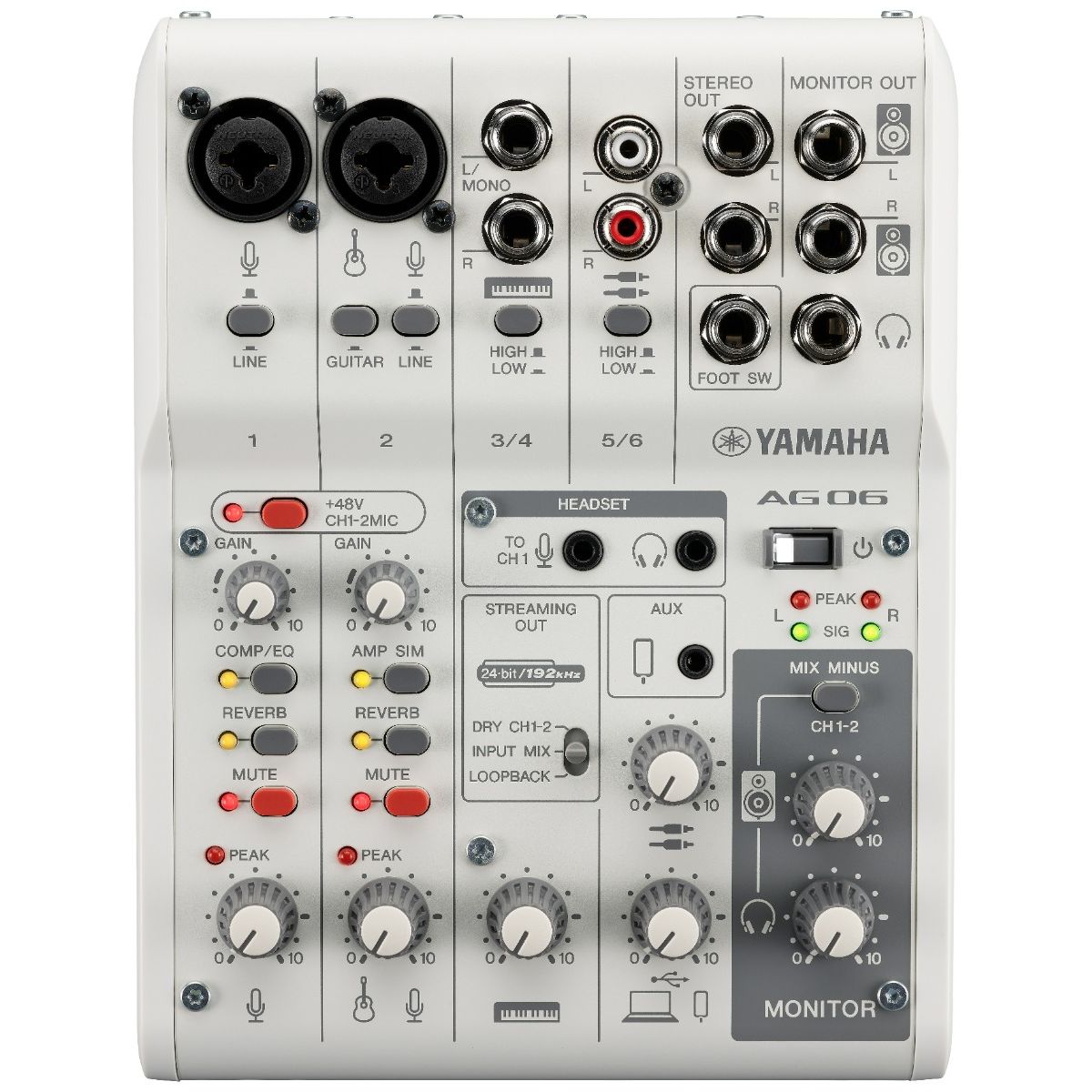 Yamaha AG06 MkII Live Streaming Mixer (Hvid)