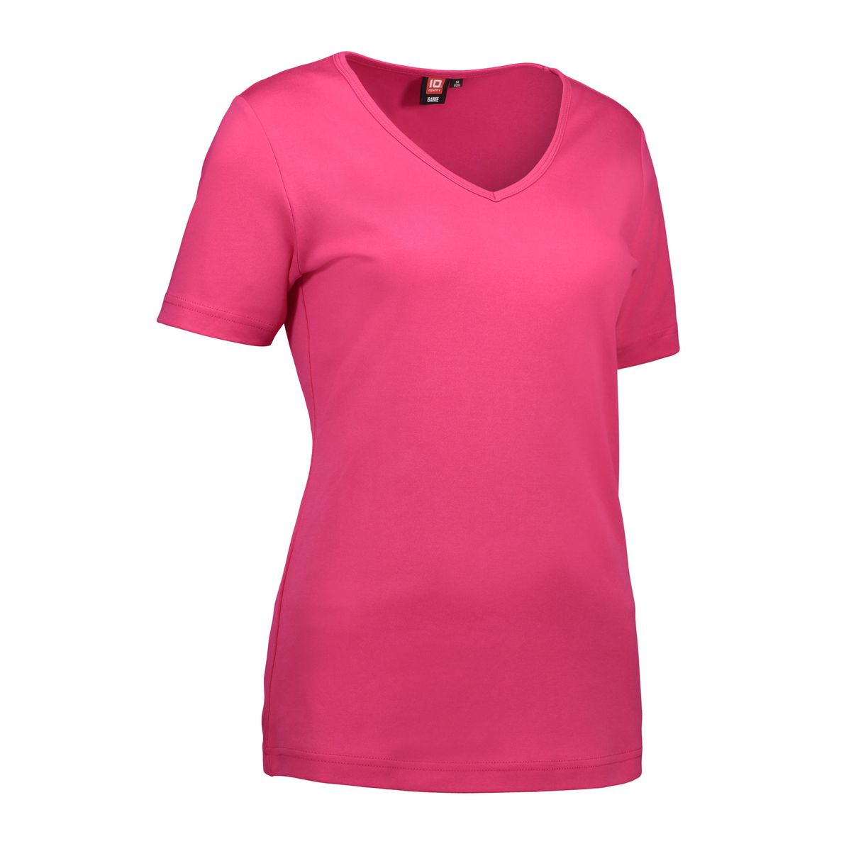 Pink dame t-shirt med v-hals - M