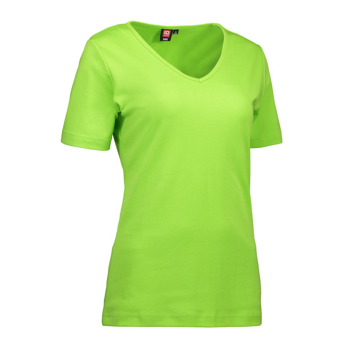 Lime farvet dame t-shirt med v-hals - M