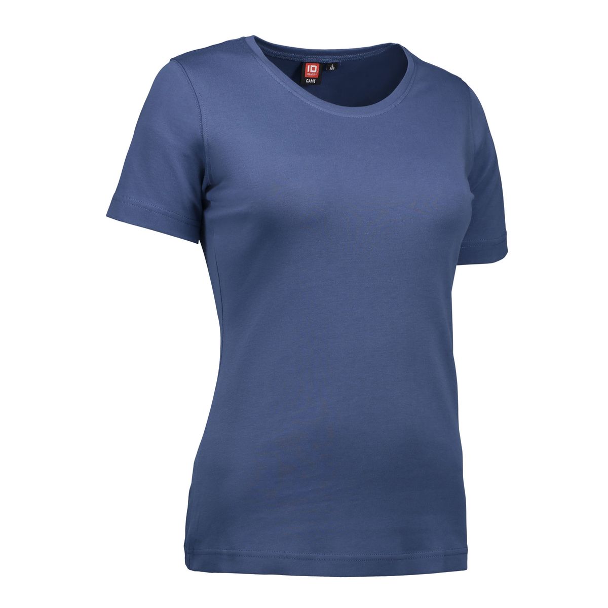 Indigo farvet t-shirt med rund hals til damer - L