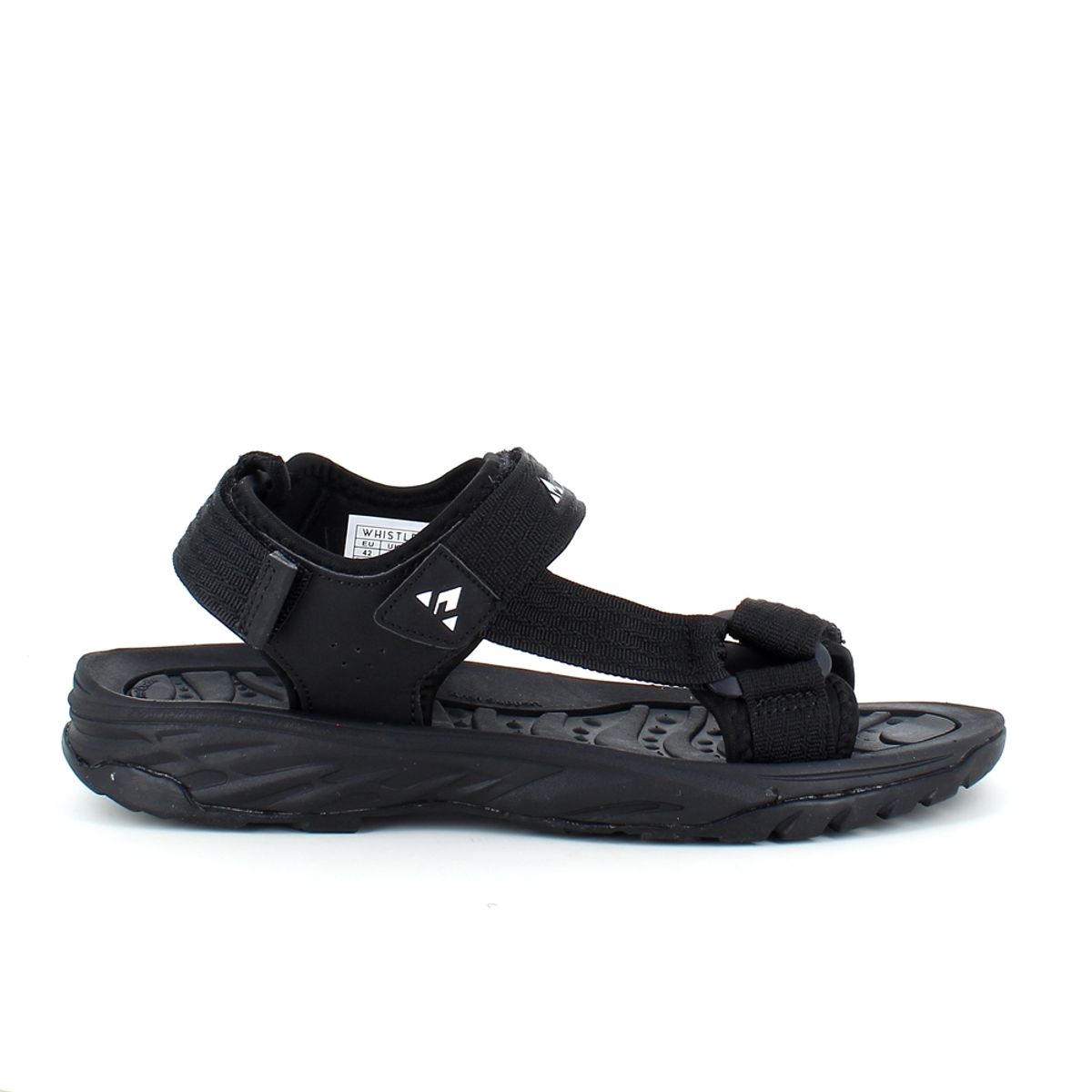 Sort sporty sandal med tre regulebare remme - 42