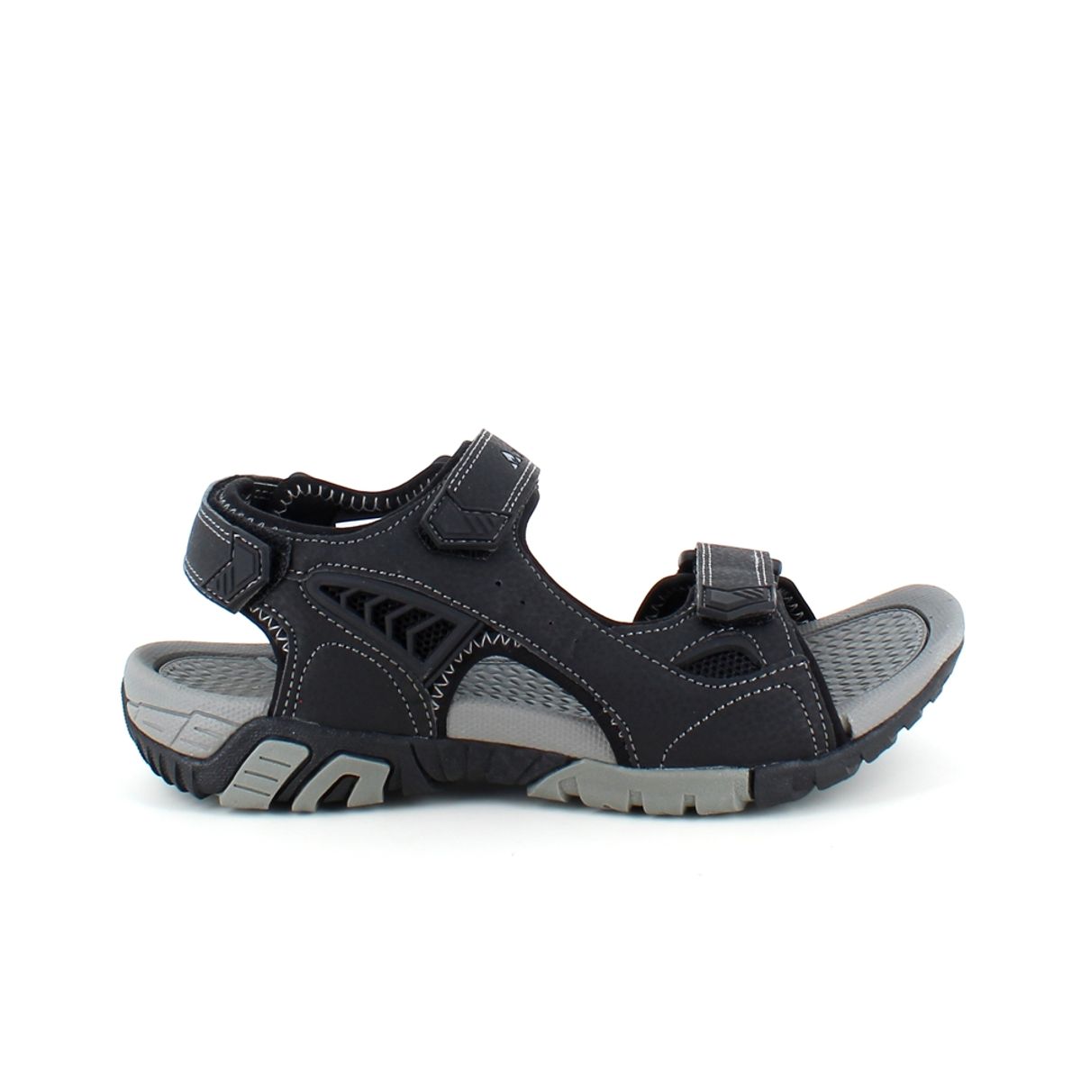 Sort sporty sandal med tre regulerbare remme - 45