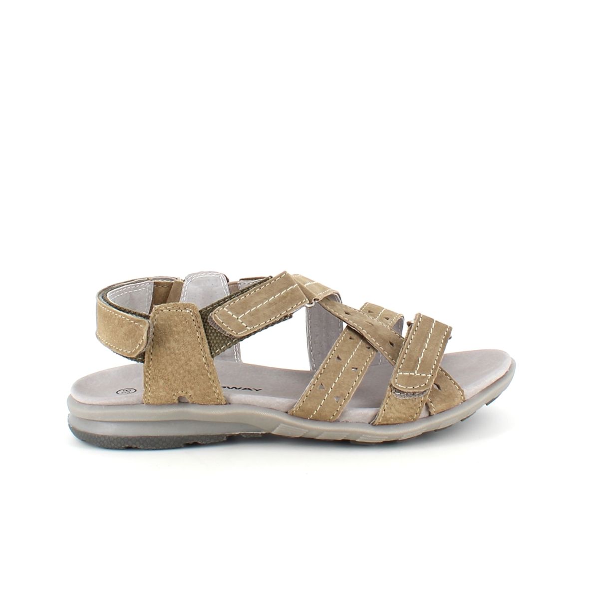 Sandal med lædersål og let svangstøtte i khaki - 37