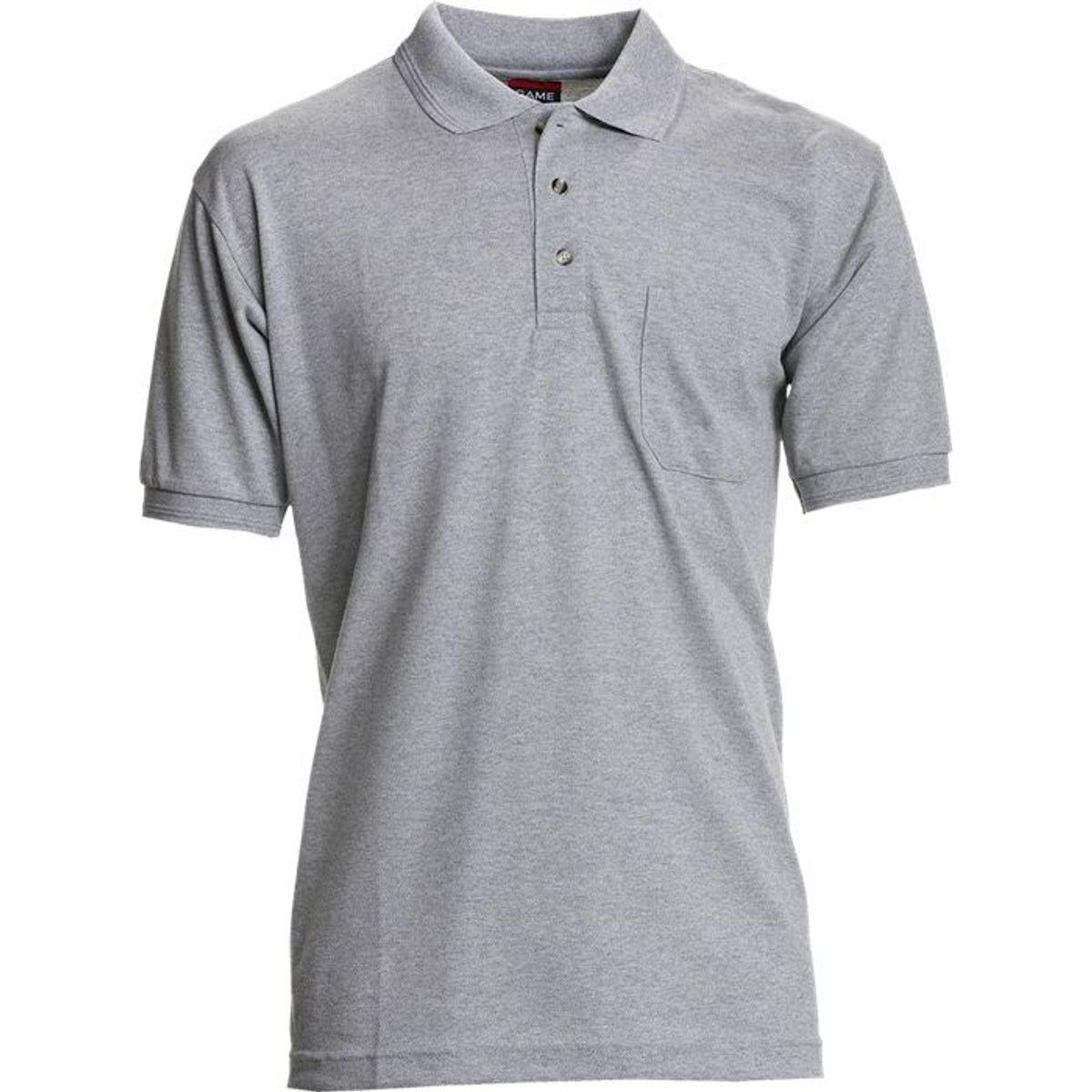 Nybo Grå Melange Herre Basic Polo T-shirt, Slidstærk, Brystlomme - XL