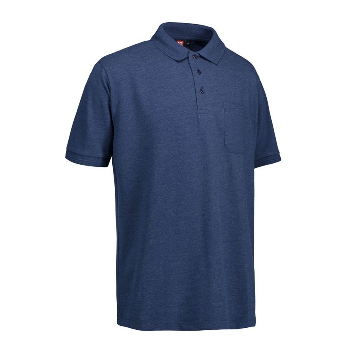 Nybo Blå Melange Herre Prowear Polo Shirt, Slidstærk, Brystlomme - 6XL